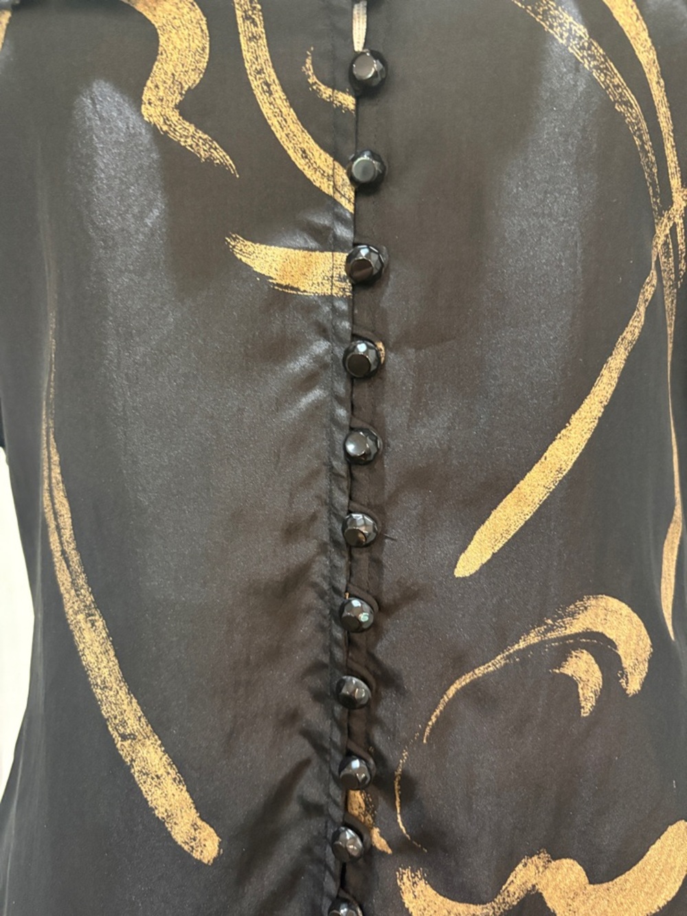 Lauren Ralph Lauren sz 8 top and sz 10 skirt 100% silk black and gold ruffled - Picture 3 of 9